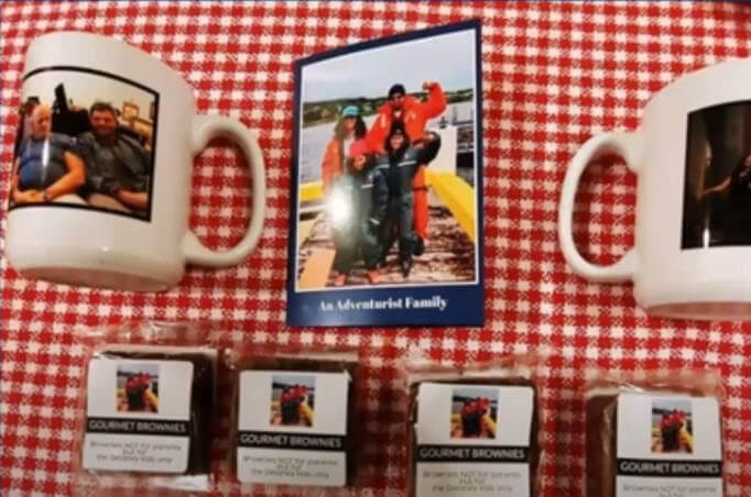 adventurous family mugs card and brownies